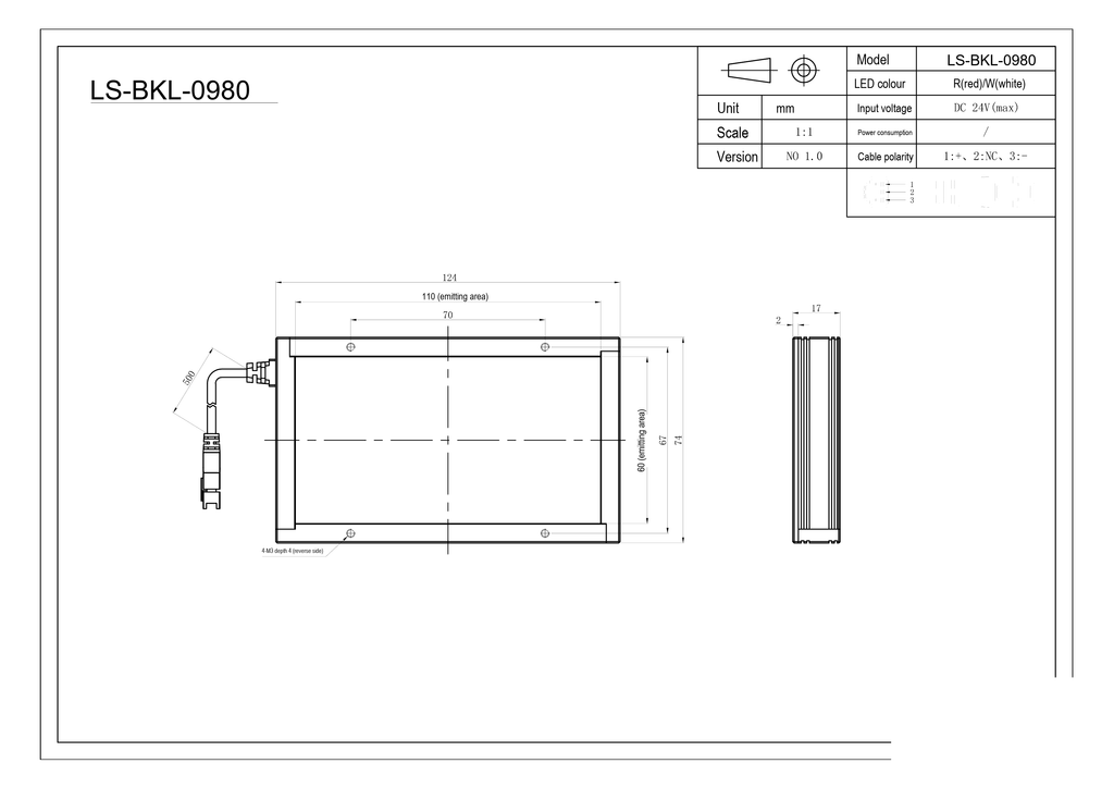 LS-BKL-0980 dimensions (mm)