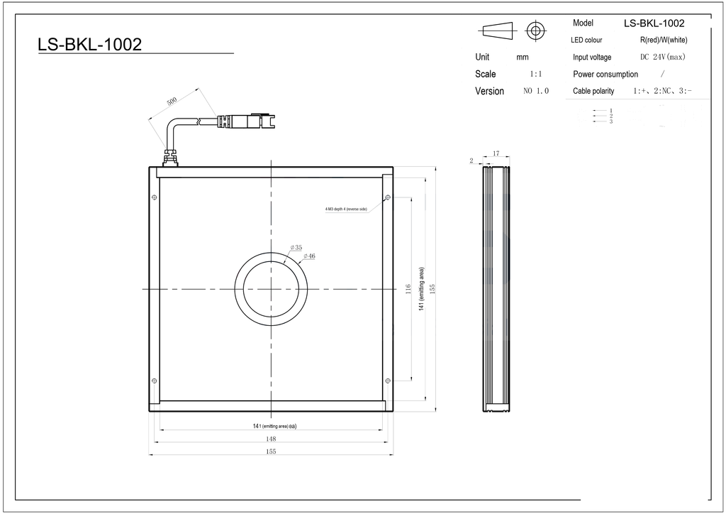 LS-BKL-1002 dimensions (mm)