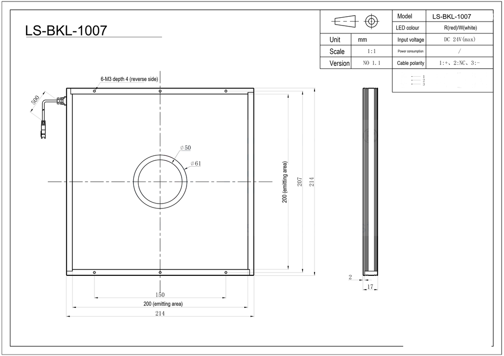 LS-BKL-1007 dimensions (mm)