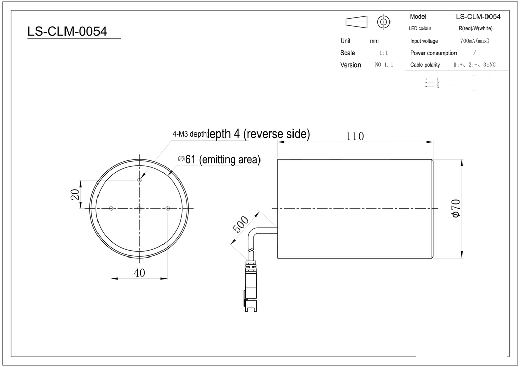 LS-CLM-0054 dimensions (mm)