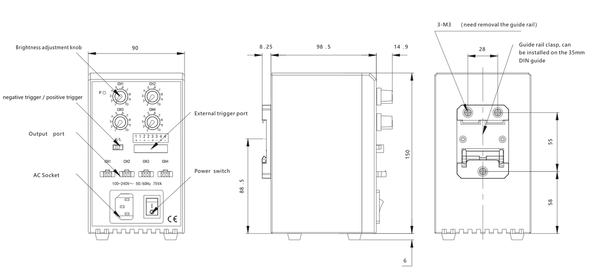 LS-CTL-0150 dimensions (mm)