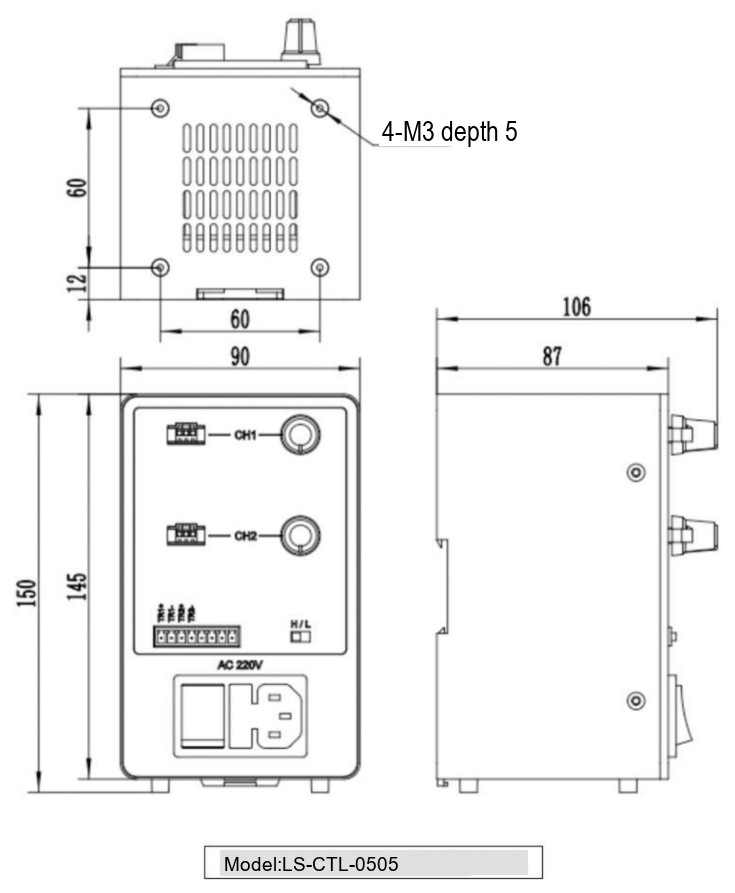 LS-CTL-0505 dimensions (mm)