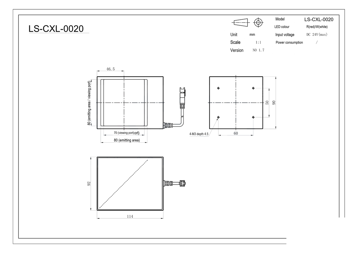 LS-CXL-0020 dimensions (mm)