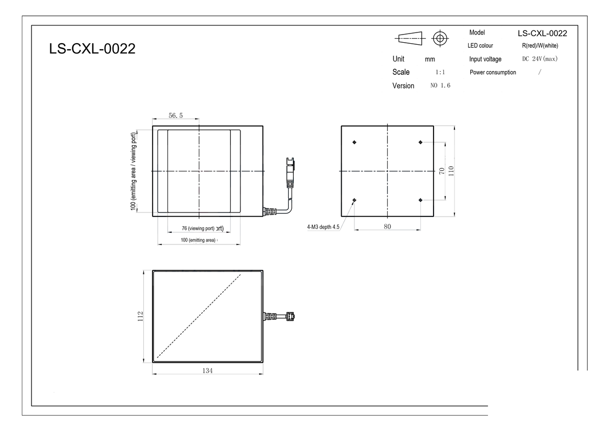 LS-CXL-0022 dimensions (mm)