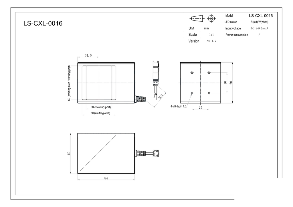 LS-CXL-0016 dimensions (mm)