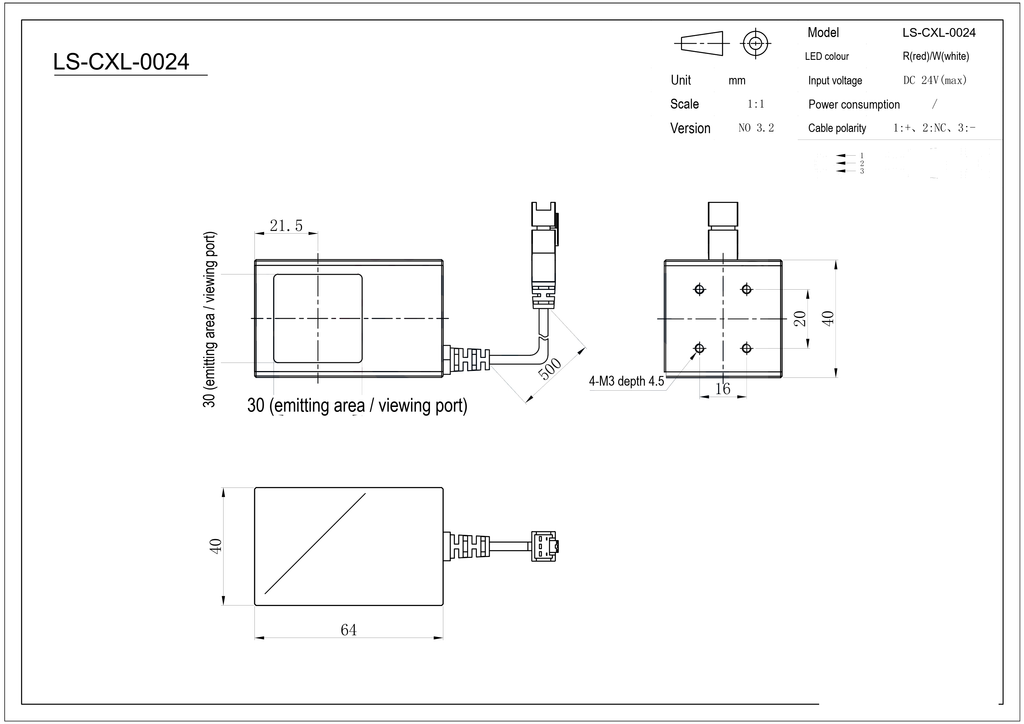 LS-CXL-0024 dimensions (mm)