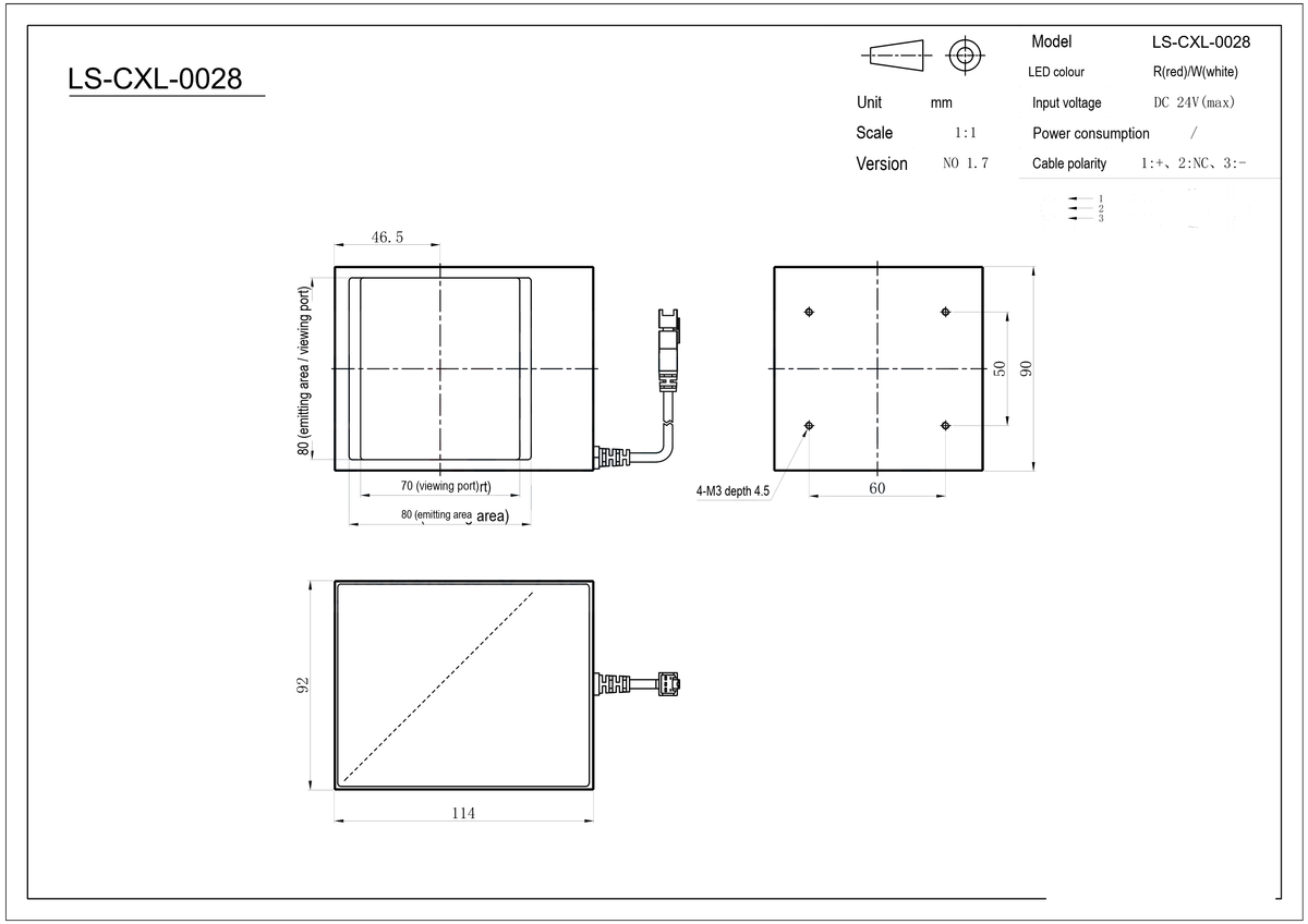 LS-CXL-0028 dimensions (mm)