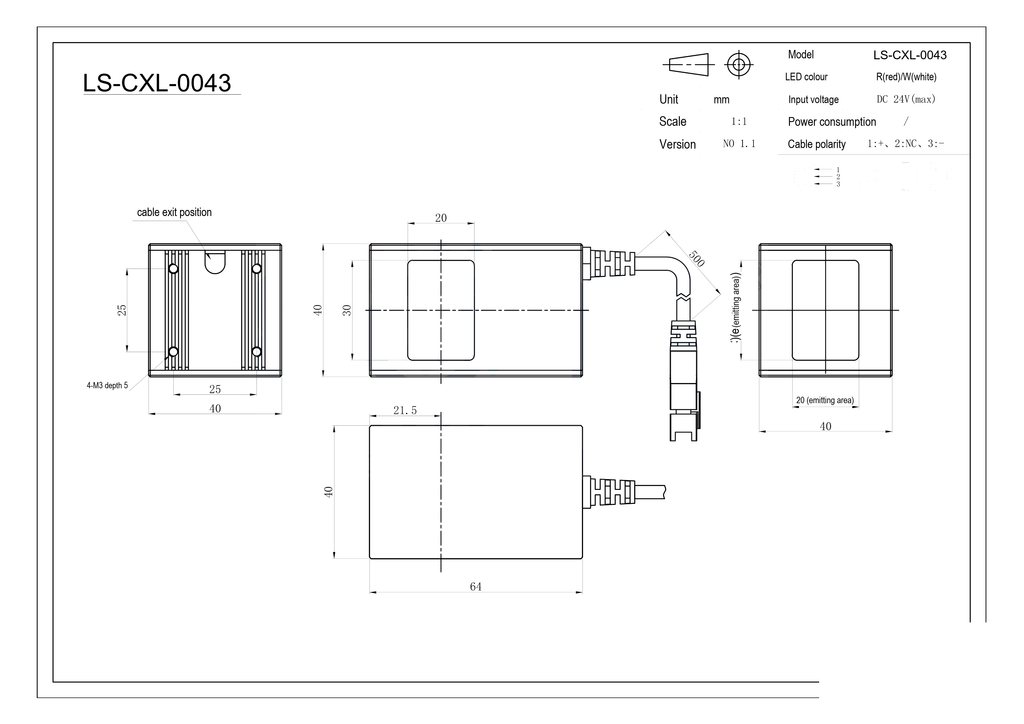 LS-CXL-0043 dimensions (mm)