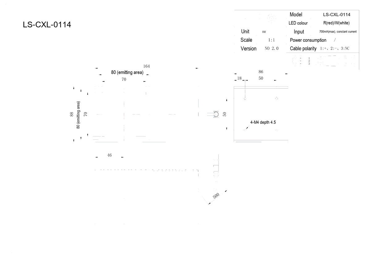 LS-CXL-0114 dimensions (mm)