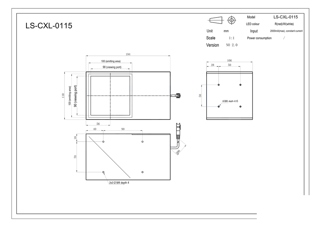LS-CXL-0115 dimensions (mm)