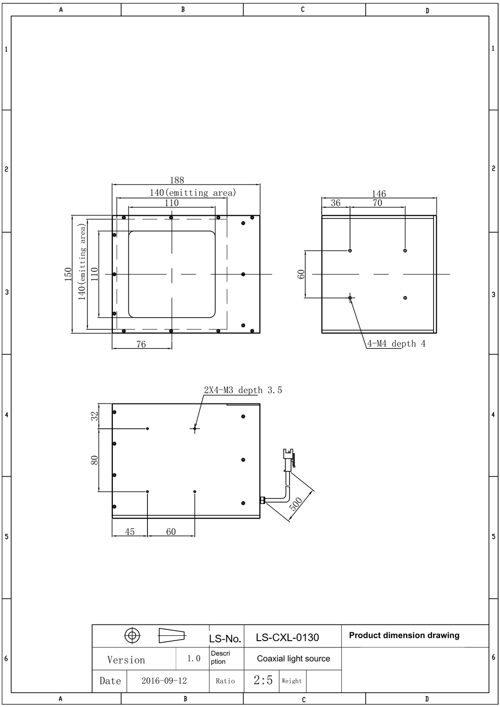 LS-CXL-0130 dimensions (mm)