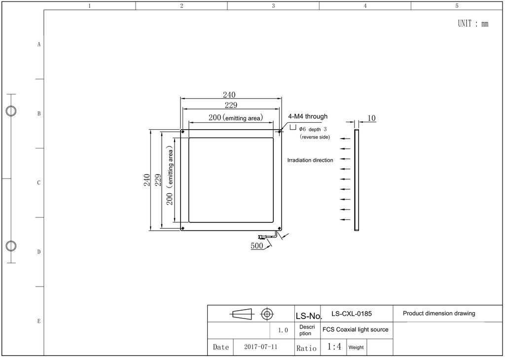 LS-CXL-0185 dimensions (mm)
