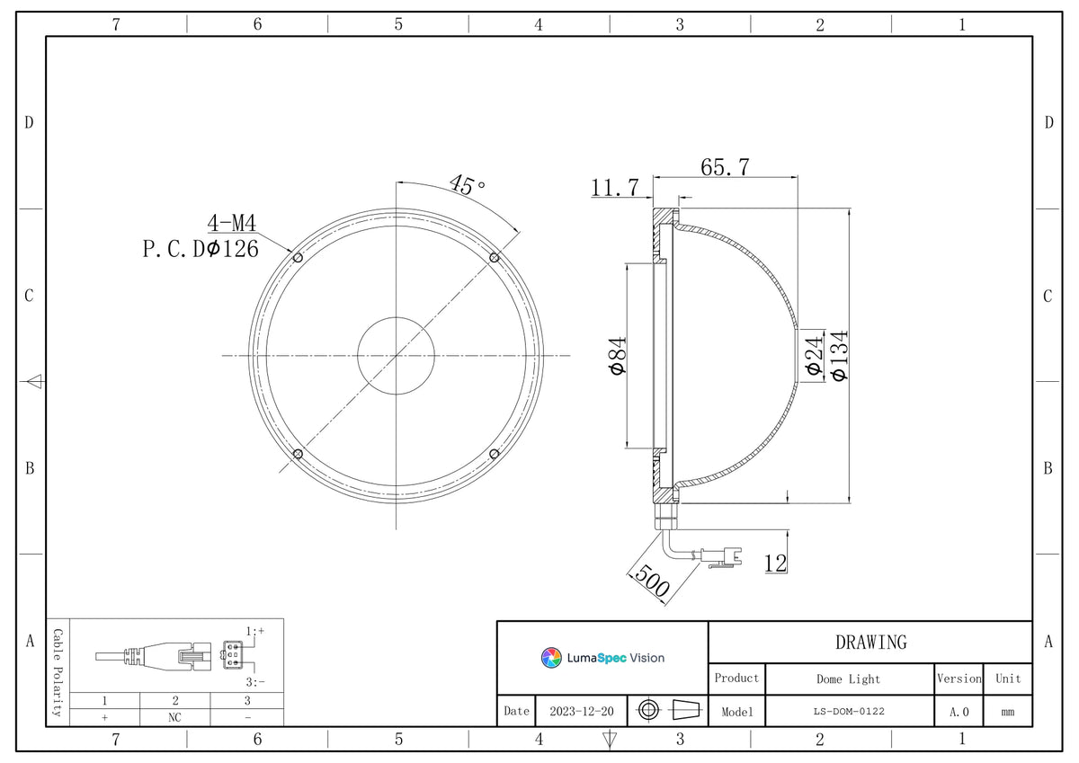 LS-DOM-0122 dimensions (mm)