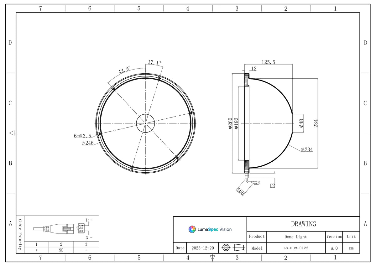 LS-DOM-0125 dimensions (mm)