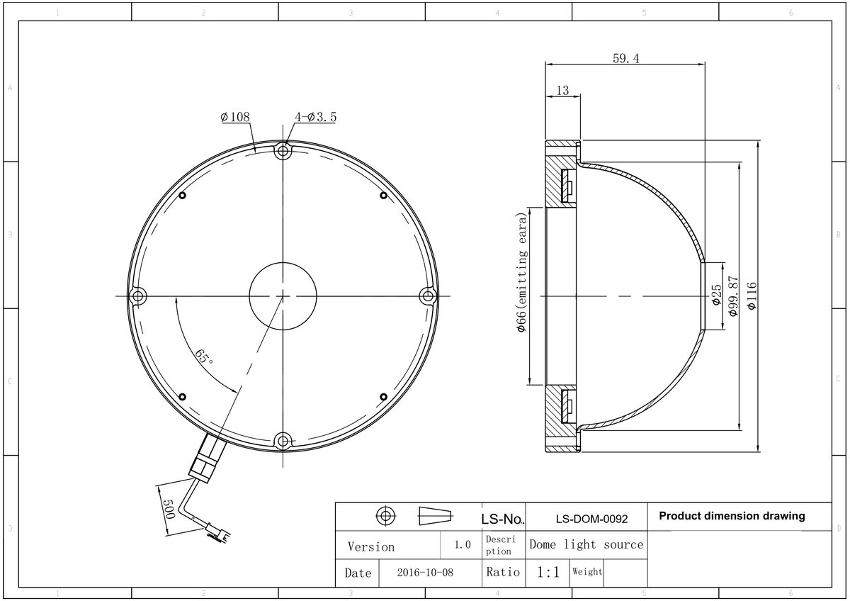 LS-DOM-0092 dimensions (mm)