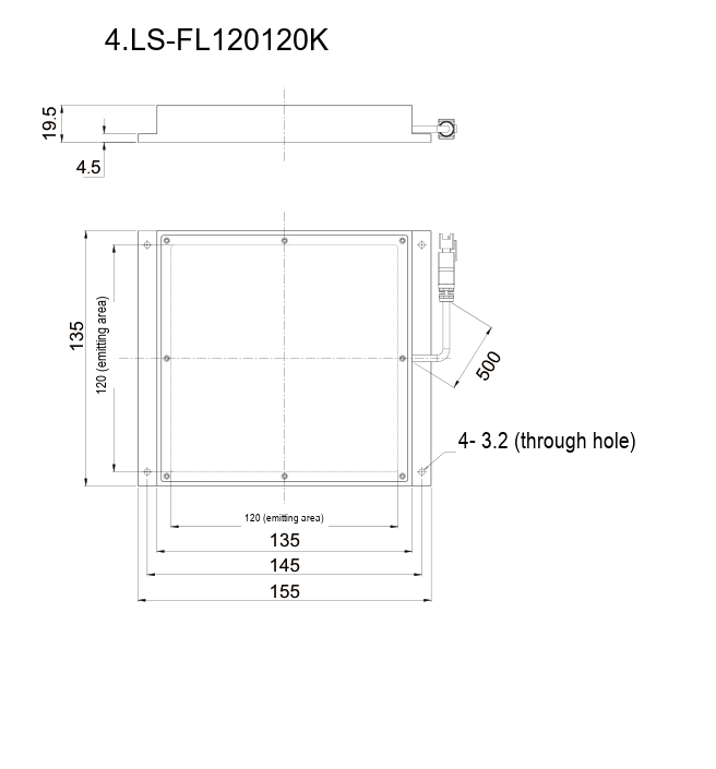LS-FL120120K dimensions (mm)