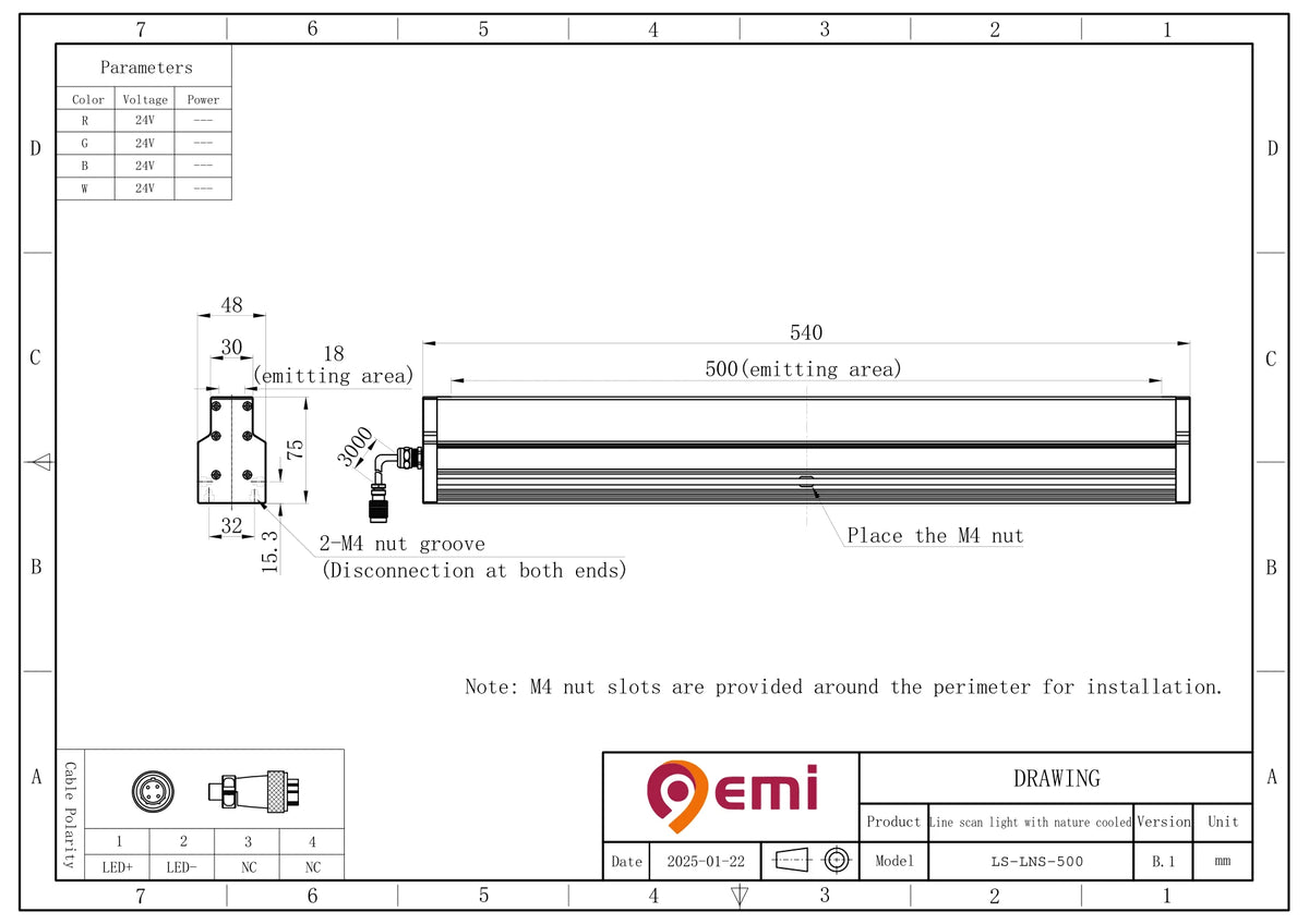 LS-LNS-500 dimensions (mm)