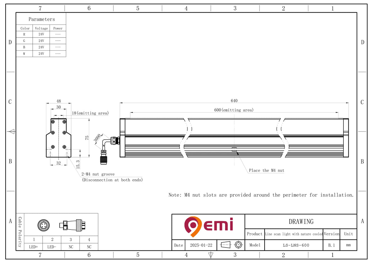 LS-LNS-600 dimensions (mm)
