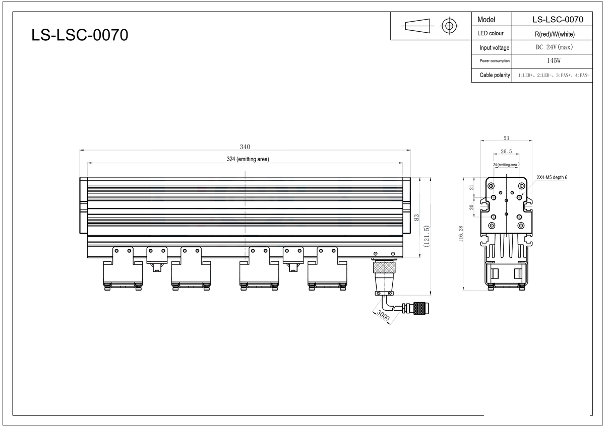 LS-LSC-0070 dimensions (mm)
