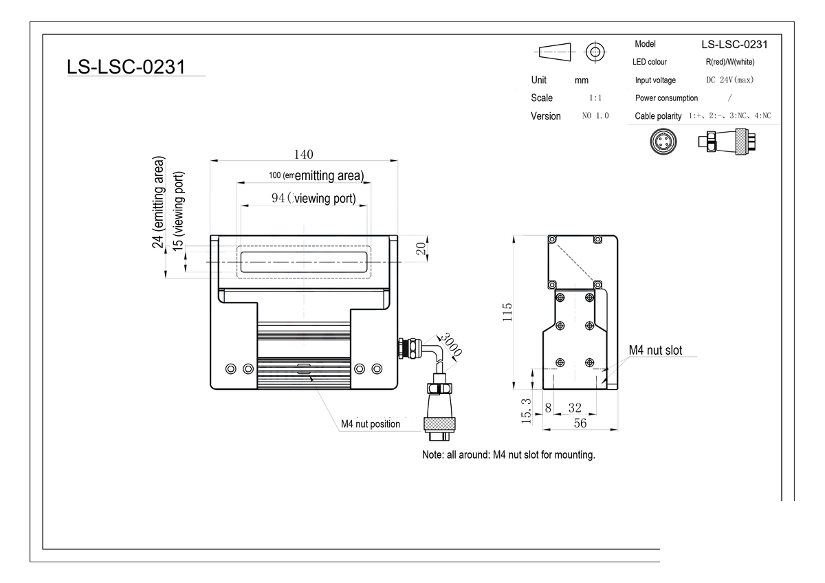 LS-LSC-0231 dimensions (mm)