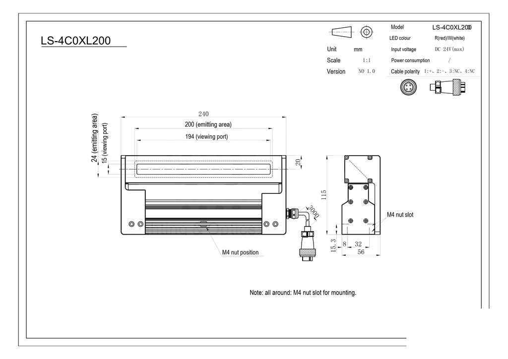 LS-LSC-0232 dimensions (mm)