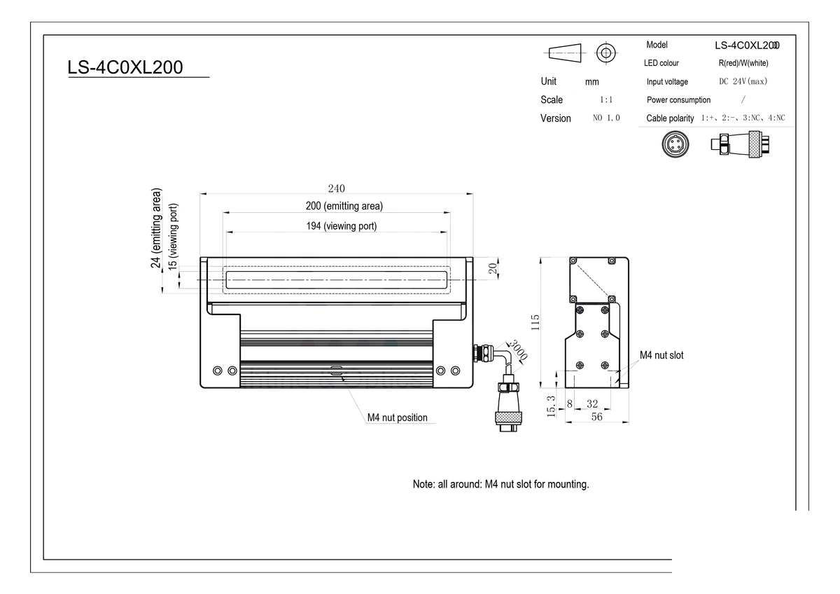LS-LSC-0232 dimensions (mm)