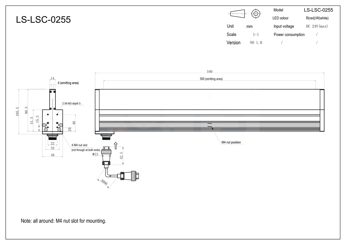 LS-LSC-0255 dimensions (mm)