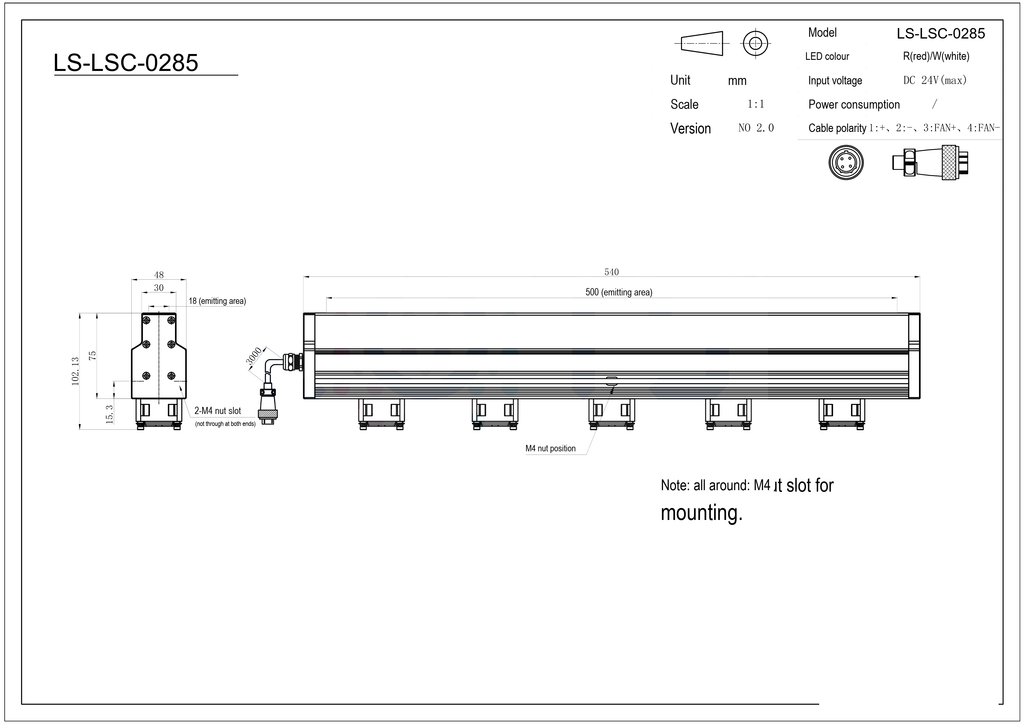 LS-LSC-0285 dimensions (mm)