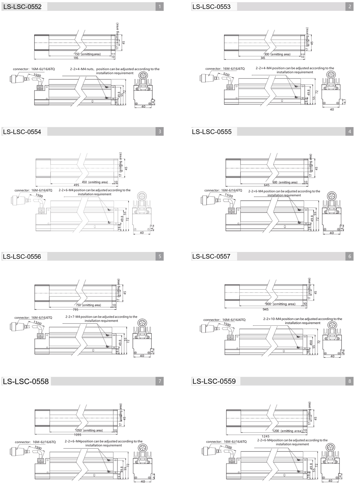 LS-LSC-0552 dimensions (mm)