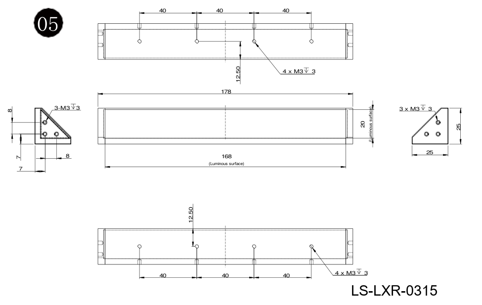 LS-LXR-0315 dimensions (mm)