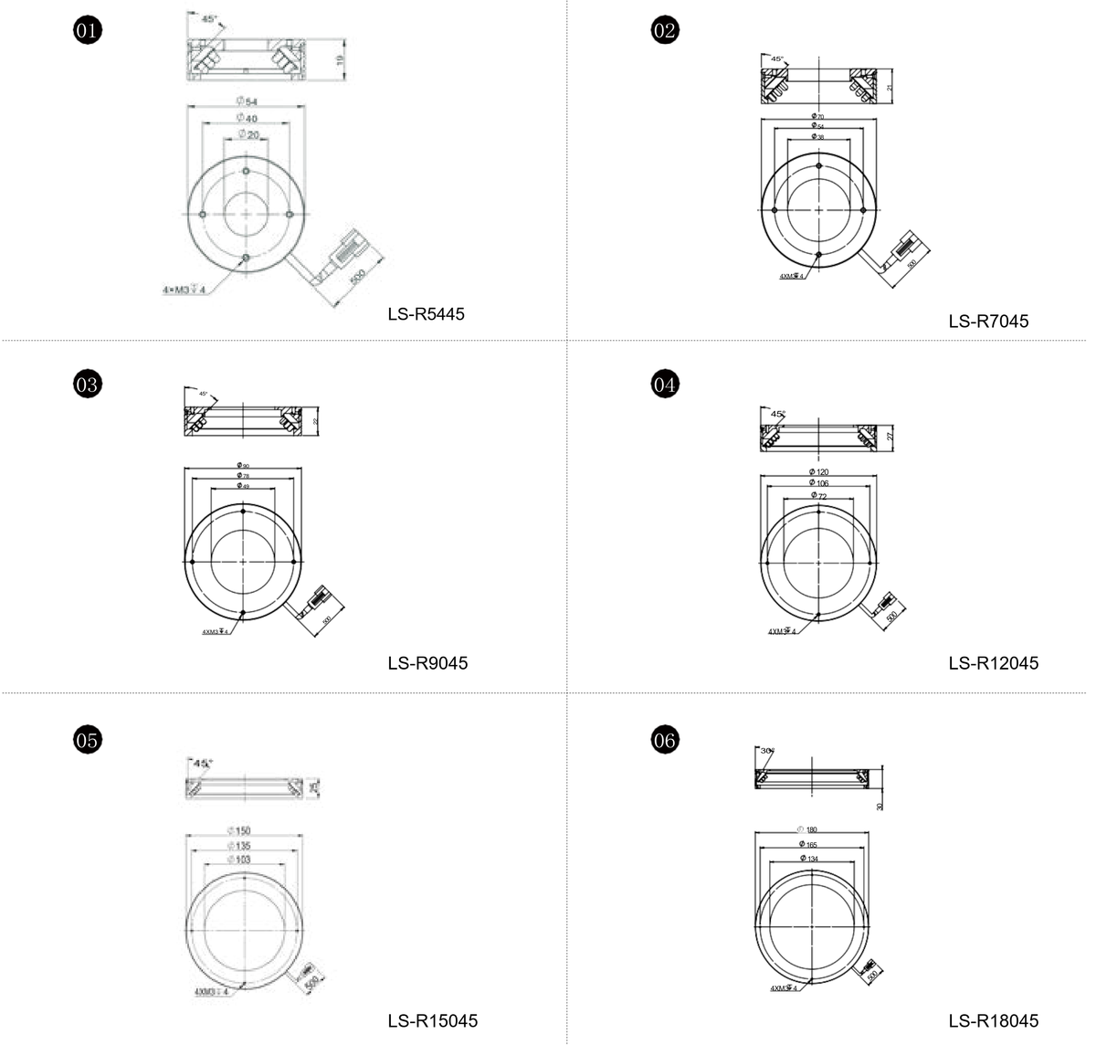 LS-R5445 dimensions (mm)