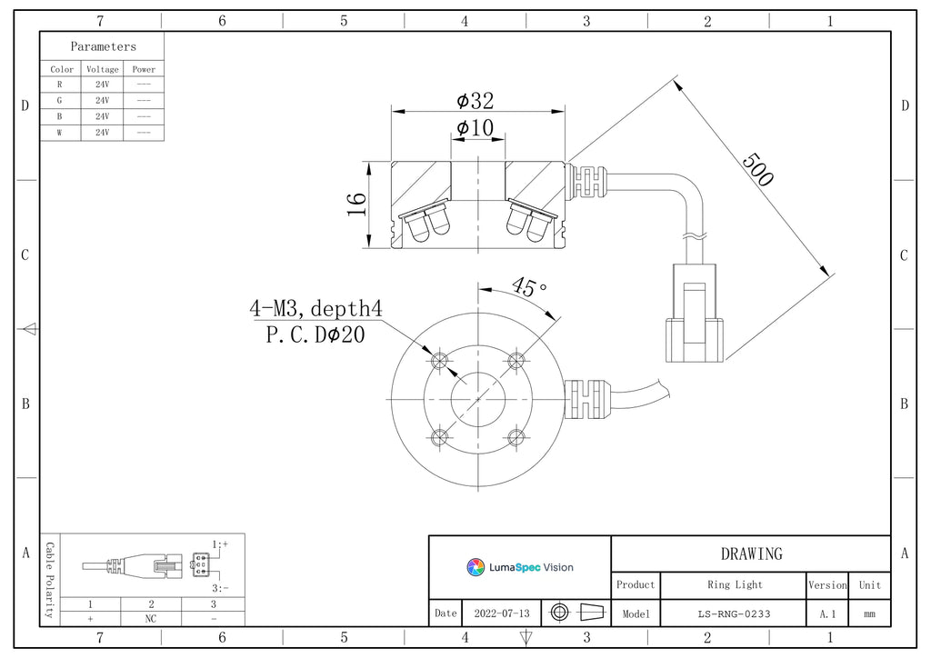 LS-RNG-0233 dimensions (mm)