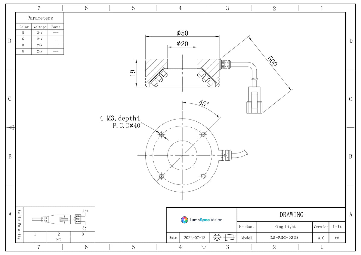 LS-RNG-0238 dimensions (mm)