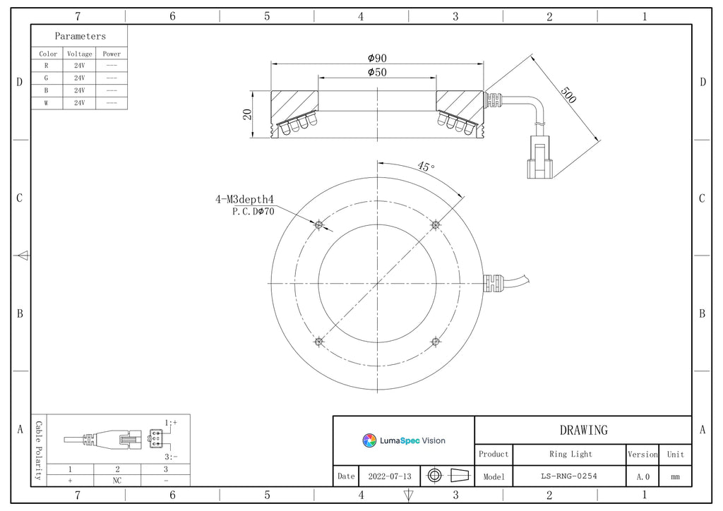 LS-RNG-0254 dimensions (mm)