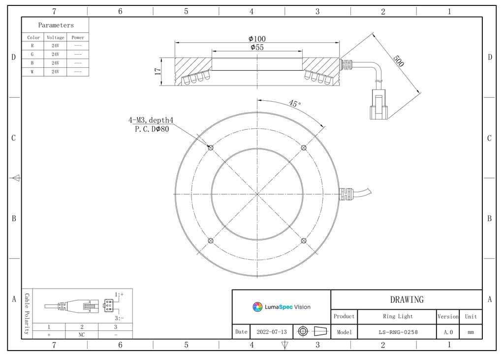 LS-RNG-0258 dimensions (mm)