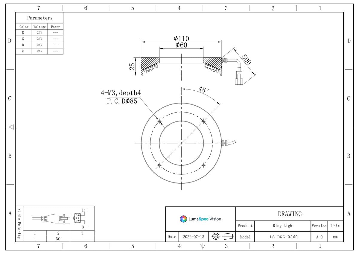LS-RNG-0260 dimensions (mm)