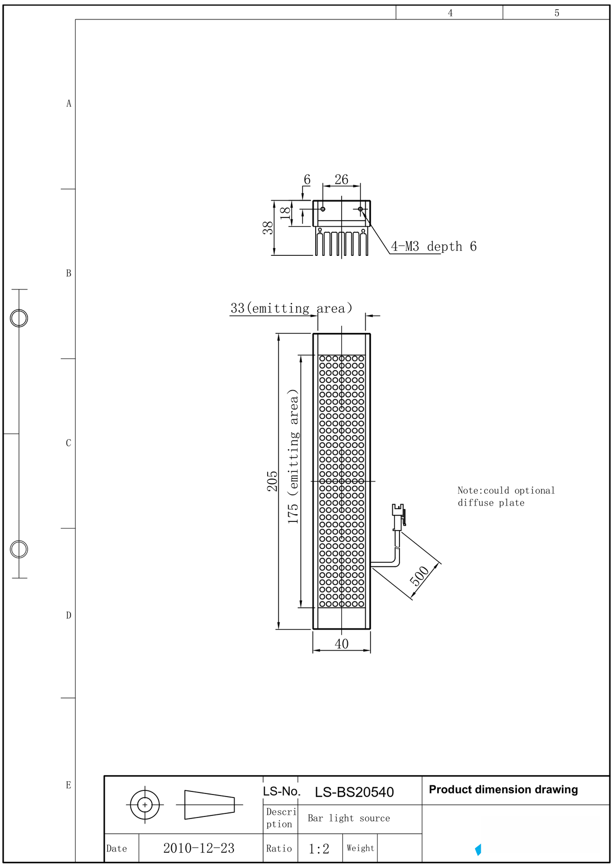 LS-BAR-0927 dimensions (mm)