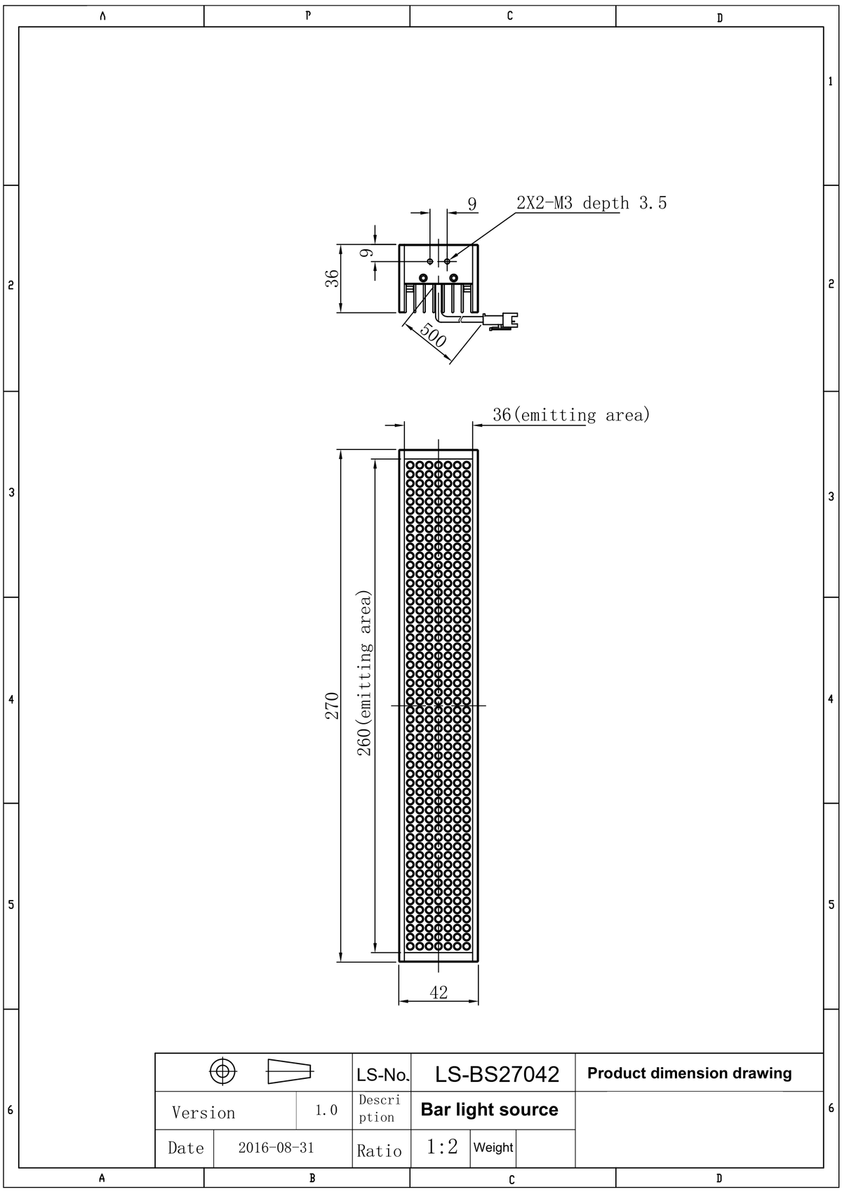LS-BAR-0928 dimensions (mm)