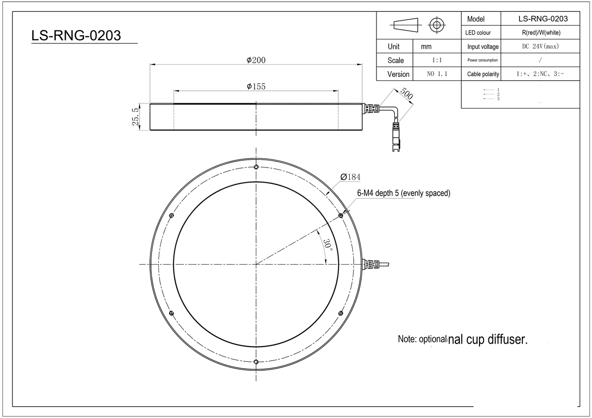 LS-RNG-0203 dimensions (mm)