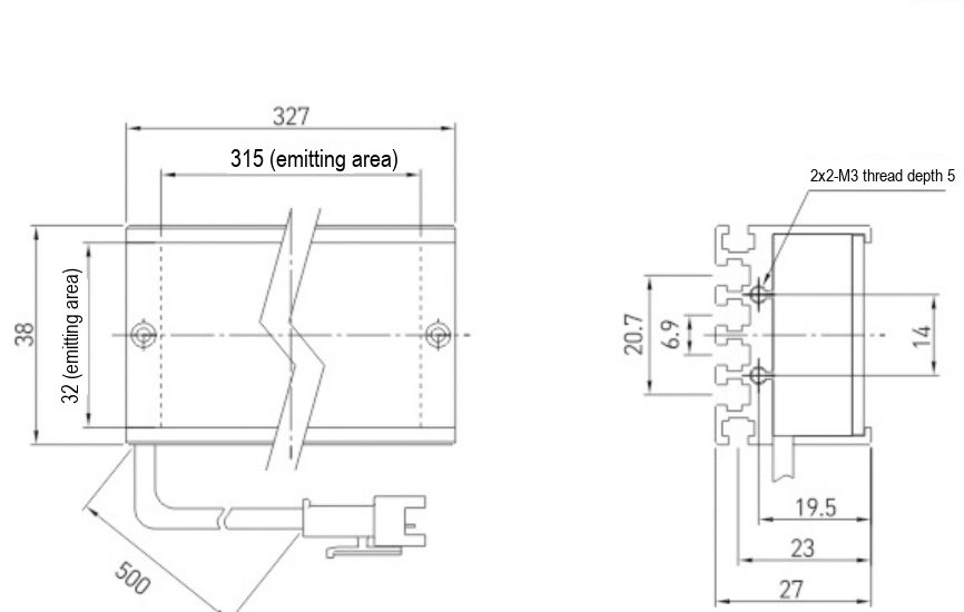 LS-RNG-0580 dimensions (mm)