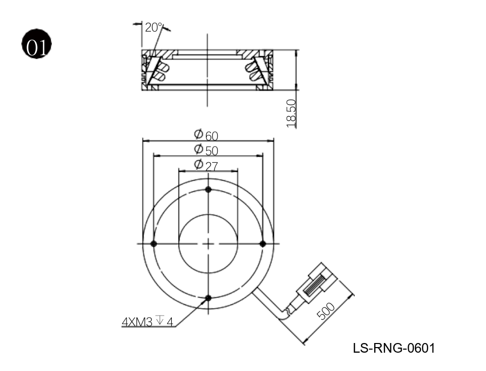 LS-RNG-0601 dimensions (mm)
