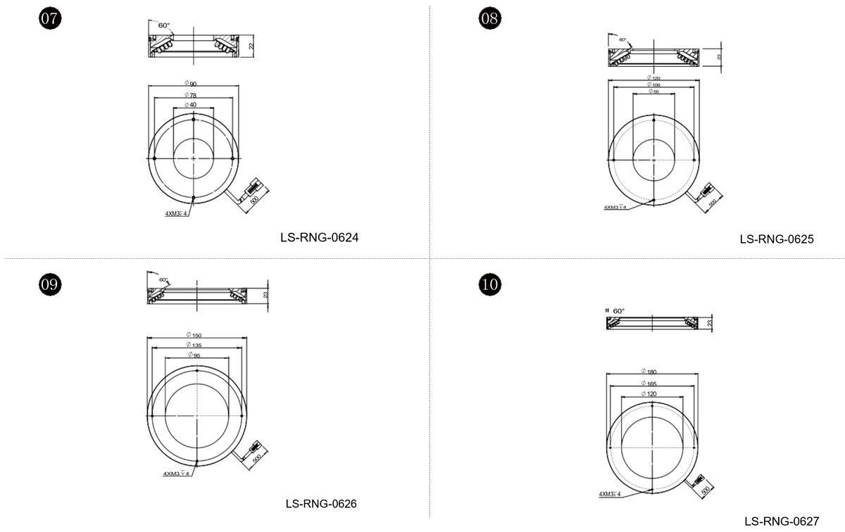 LS-RNG-0624 dimensions (mm)
