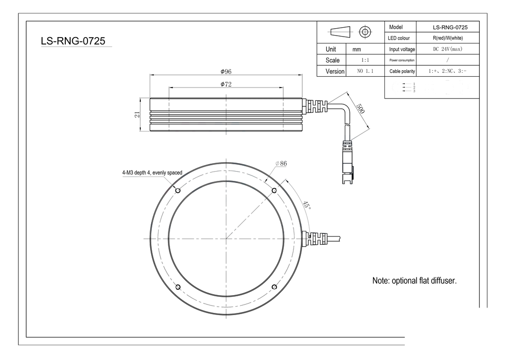 LS-RNG-0725 dimensions (mm)