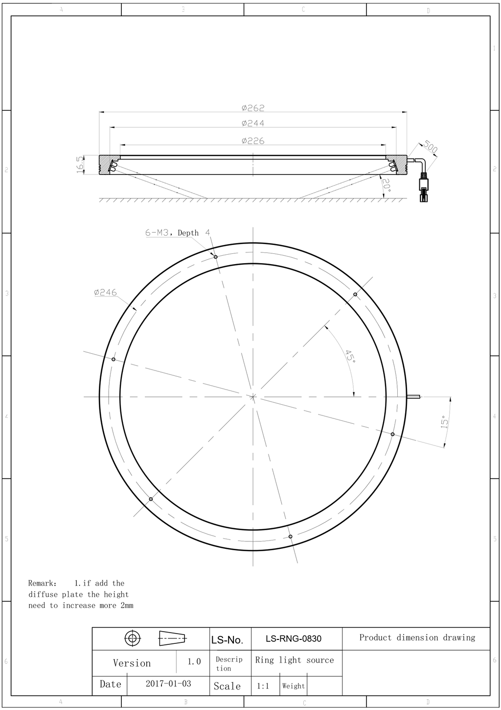 LS-RNG-0830 dimensions (mm)