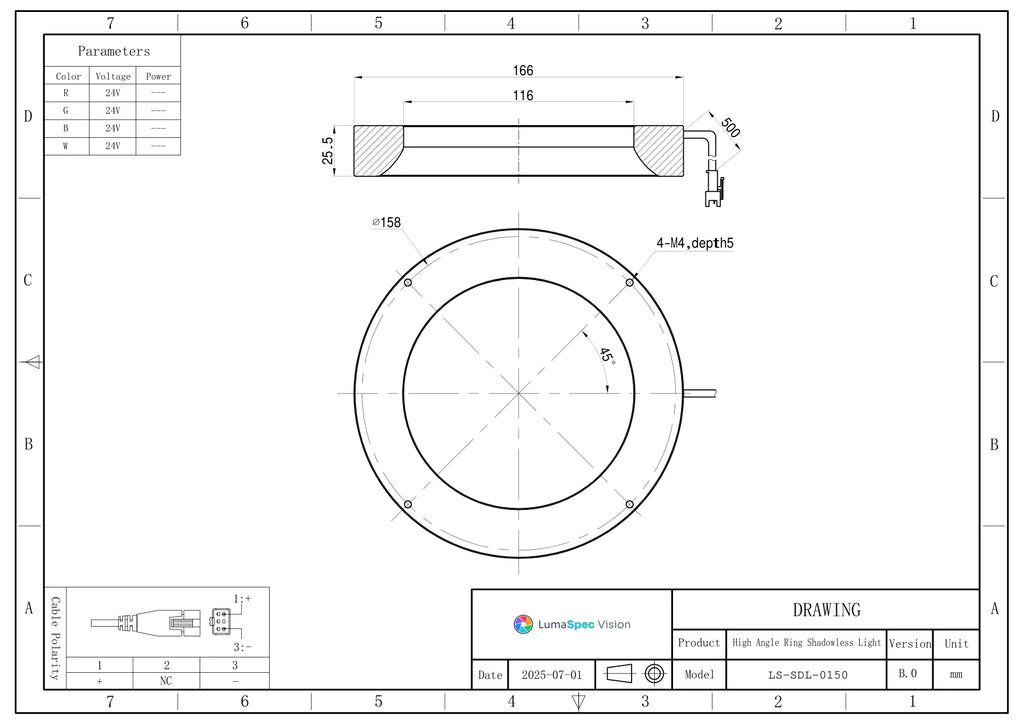 LS-SDL-0150 dimensions (mm)