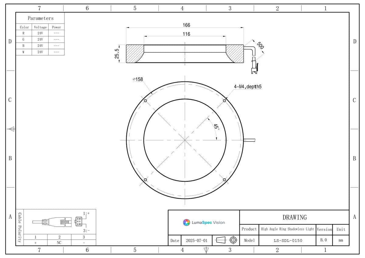 LS-SDL-0150 dimensions (mm)