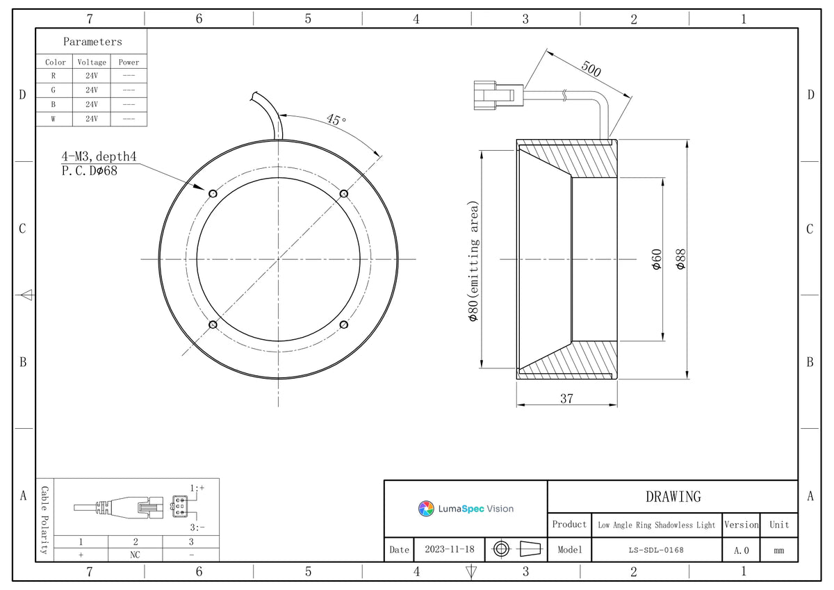LS-SDL-0168 dimensions (mm)