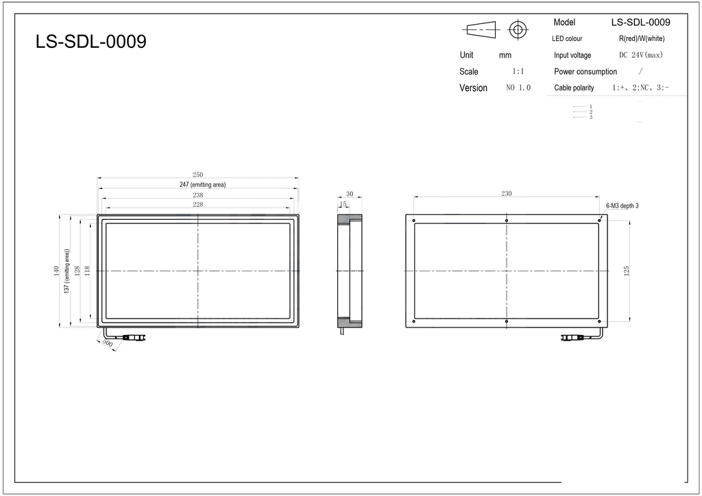 LS-SDL-0009 dimensions (mm)