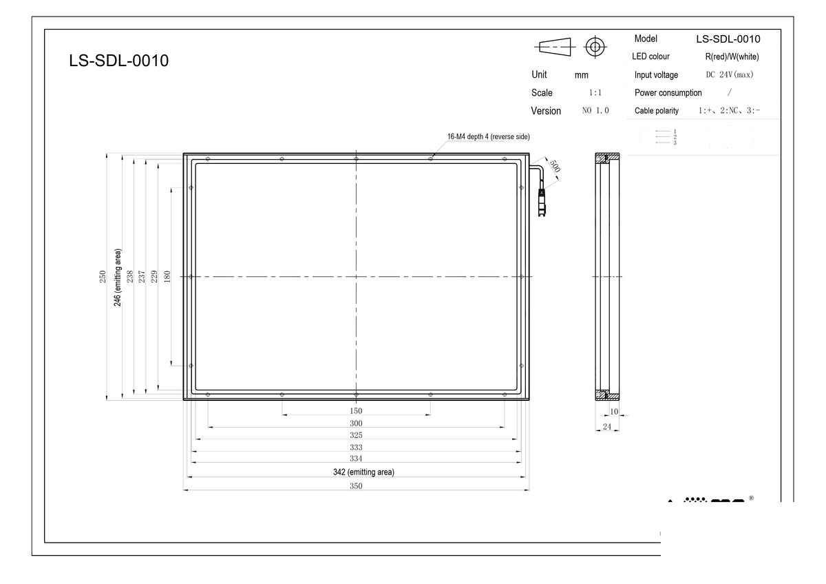 LS-SDL-0010 dimensions (mm)