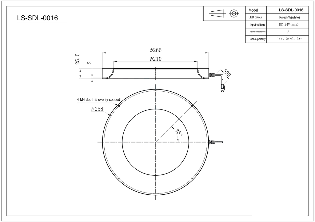 LS-SDL-0016 dimensions (mm)